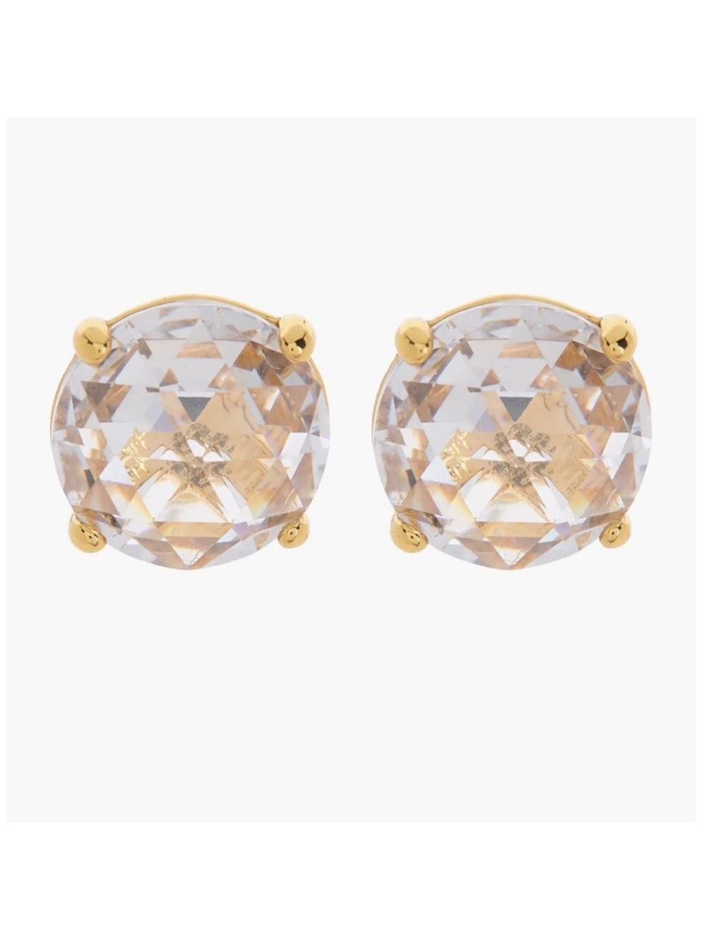 kate spade Boxed Clear Gold Tone Round Cubic Zirconia Stud Earrings